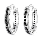 925 Sterling Silver Oxidized Pavé CZ Earrings