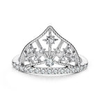925 Sterling Silver White Gold Plated Ring with Pavé Setting CZ Size 6 for Women