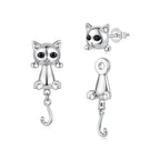 Brass & S925 Silver Earrings | 2.8*1.1cm | White Gold Plated with Pavé Setting CZ for Women