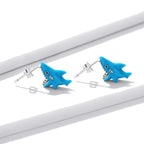 925 Sterling Silver Oxidized Enamel Earrings for Women - 1.3x0.5cm