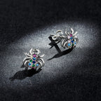 925 Sterling Silver Earrings with Pavé Setting CZ, Oxidized Silver, 0.7*0.8 cm for Women