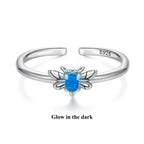 925 Sterling Silver Pendant with Luminous Stone - Oxidized Silver, For Rings