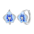 925 Sterling Silver Earrings with Enamel and Pavé Setting, 10mm for Women
