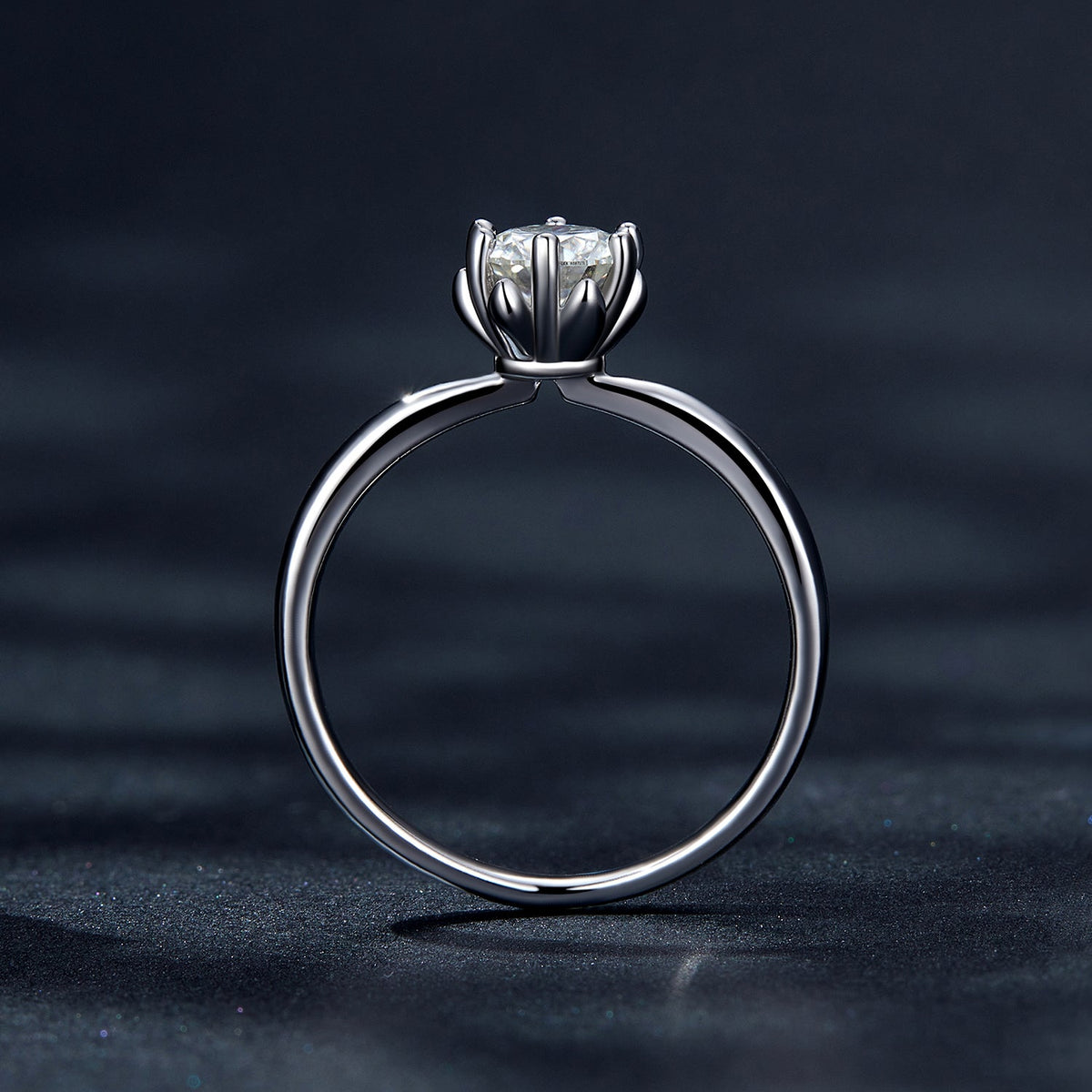 925 Sterling Silver Plated Moissanite Ring Size 6