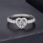 925 Sterling Silver Moissanite 0.5ct Heart Ring for Women Size 6