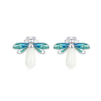 925 Sterling Silver Earrings with Luminous Stone in 10x12mm
