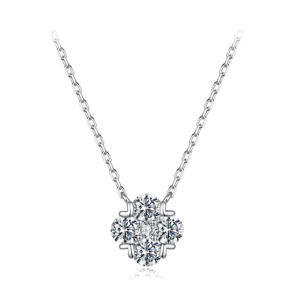 925 Sterling Silver White Gold Plated Moissanite 40+5cm Necklace for Women