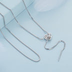 925 Sterling Silver Adjustable Necklace with CZ Pendant for Women