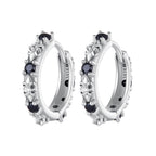 S925 Oxidized Silver Pavé CZ Earrings Size 14*2.5mm for Women