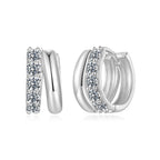925 Sterling Silver Moissanite 0.06 Carat White Gold Plated Earrings for Women