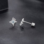 925 Sterling Silver Moissanite Earrings 0.8cm for Women