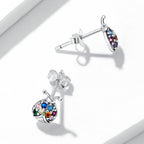 925 Sterling Silver Earrings with Oxidized Finish and Pavé Setting CZ