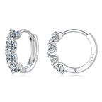 925 Sterling Silver White Gold Plated 0.10 Ct Moissanite CZ 1.1 cm Hoop Earrings for Women