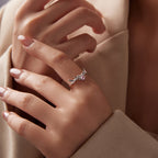 925 Sterling Silver White Gold Plated Bow-Knot Ring with CZ for Women