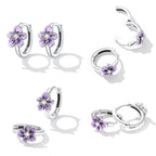 925 Sterling Silver Enamel Earrings with CZ - 1.2x0.7cm, Oxidized Finish for Women