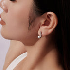 925 Sterling Silver White Gold Plated 1.6cm Hoop Earrings with Synthetic Pearl for Women