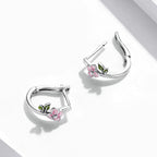 925 Sterling Silver Enamel Oxidized Silver Earrings for Women - 1.5x0.7cm