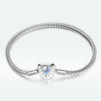 925 Sterling Silver Moonstone Bracelet 17cm for Women
