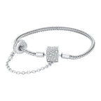 925 Sterling Silver Bracelet 17cm with Pavé Setting CZ for Women
