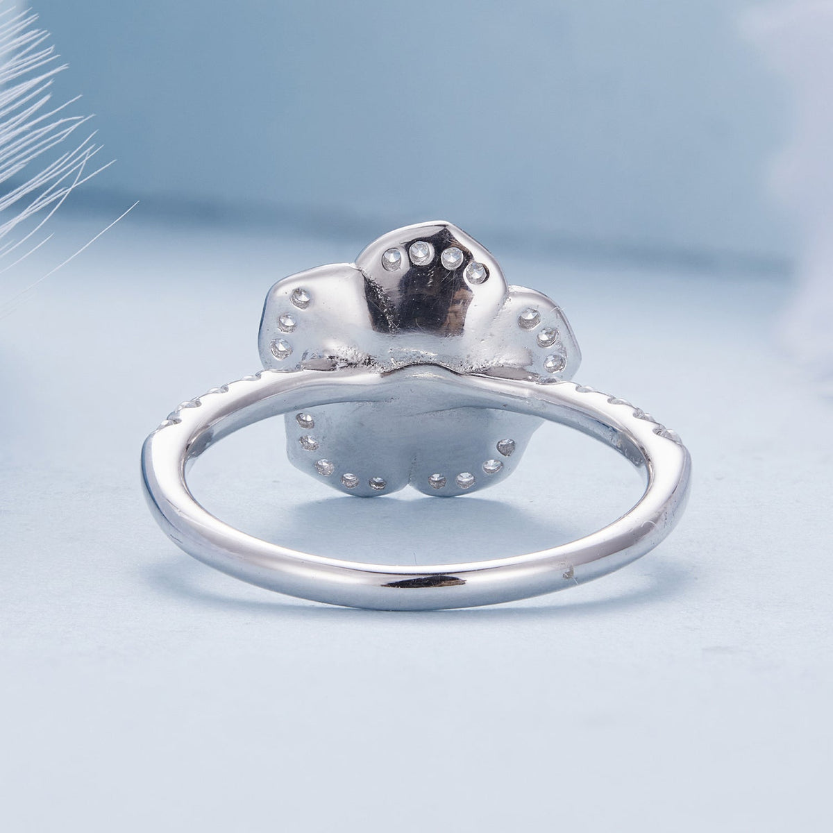 925 Sterling Silver Pavé Set CZ Platinum Plated Ring Size 6 for Women