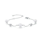 925 Sterling Silver 3mm Moissanite & Shell Pearl Bracelet for Women