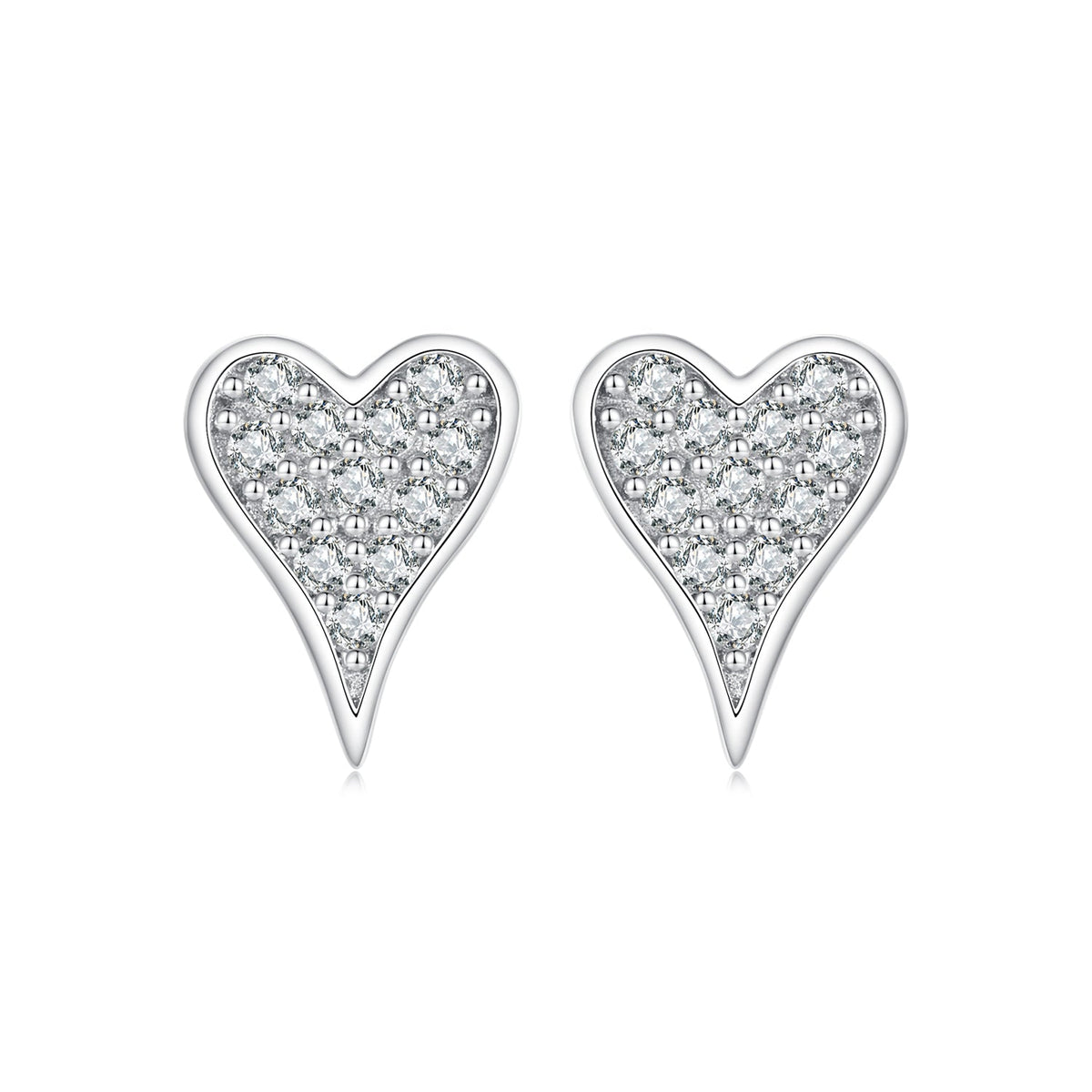 925 Sterling Silver White Gold Plated Pavé CZ Earrings
