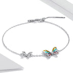 925 Sterling Silver Adjustable Butterfly Enamel Bracelet for Women