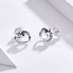 925 Sterling Silver Earrings with Oxidized Finish and Pavé Setting