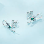 925 Sterling Silver Earrings with Pavé Setting CZ and Oxidized Finish for Women