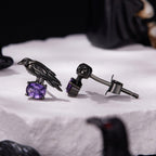 925 Sterling Silver Earrings with Pavé Setting CZ in Black Gold - Size 0.8*1.1cm for Women