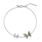 925 Sterling Silver Adjustable Butterfly Enamel Bracelet for Women