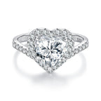 925 Sterling Silver White Gold Plated 2ct Moissanite Heart Ring Size 6 for Women