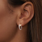 925 Sterling Silver White Gold Plated Earrings 13*6mm for Women