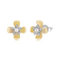 925 Sterling Silver White 0.85x0.85cm Nacre Synthetic Pearl CZ Earrings for Women