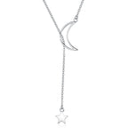 925 Sterling Silver Necklace 47cm with Moon Pendant for Women