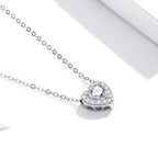 925 Sterling Silver Adjustable Cubic Zirconia Pendant Necklace for Women