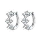 925 Sterling Silver Earrings with Pavé Setting CZ - 1.2*0.65cm, White Gold Plated for Women