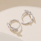 925 Sterling Silver White Gold Plated 1.7 x 0.5 cm Hoop Earrings for Women