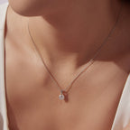 925 Sterling Silver Moissanite Necklace 40+5cm with White Gold Plating for Women
