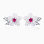 925 Sterling Silver Earrings with Pavé Setting CZ and High-Quality Nacre