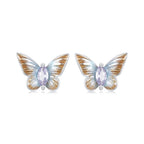 925 Sterling Silver Earrings with Enamel and Pavé Set CZ, 7x10mm, White Gold Plated for Women