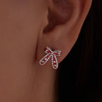 925 Sterling Silver Earrings with Enamel Process in White Gold Plating for Women