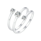 925 Sterling Silver White Gold Plated CZ Ring for Women