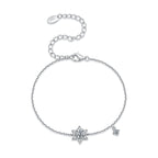 925 Sterling Silver White Gold Plated Moissanite Adjustable 15+6cm Bracelet for Women