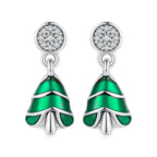 925 Sterling Silver Earrings with Enamel and Pavé Set CZ in Oxidized Silver