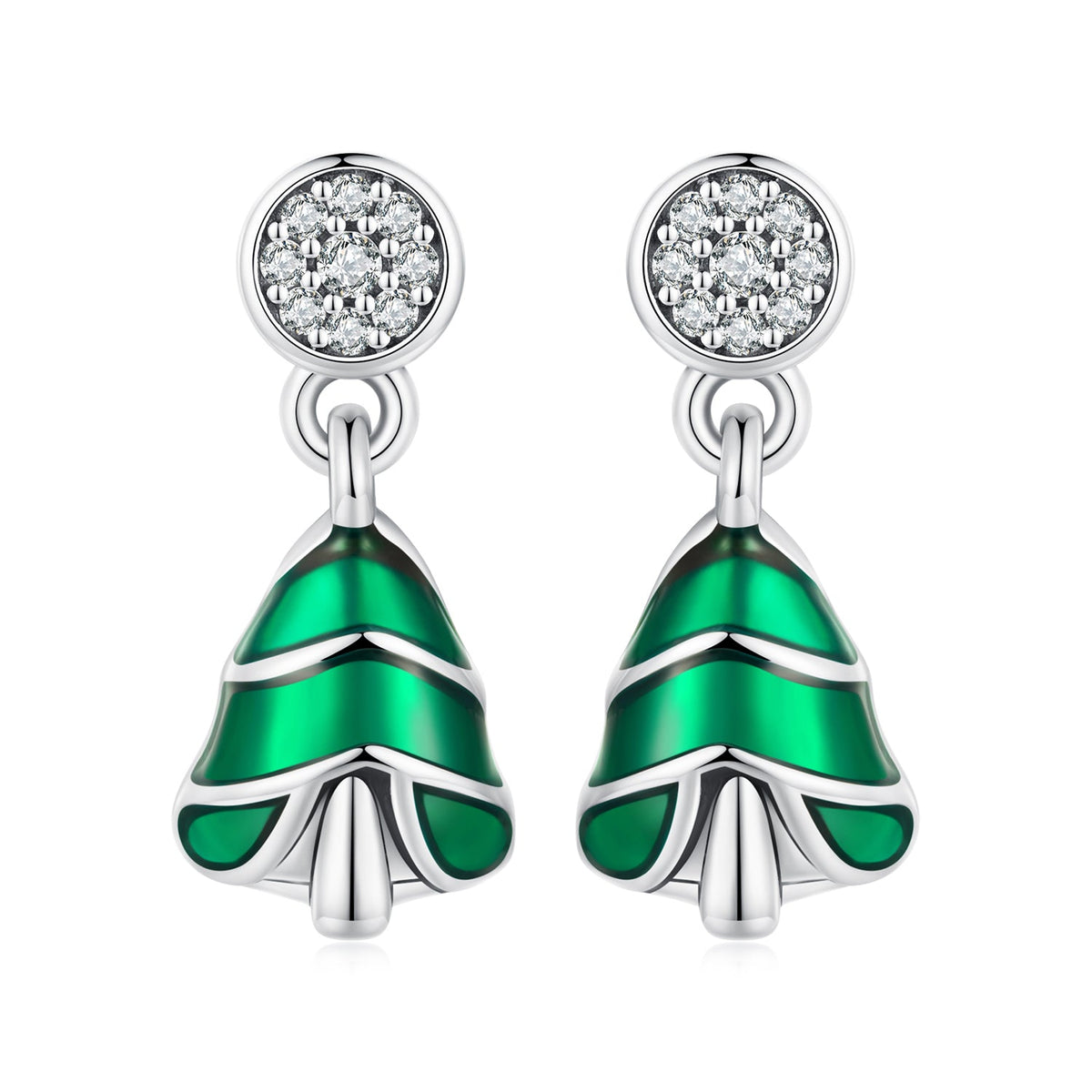 925 Sterling Silver Earrings with Enamel and Pavé Set CZ in Oxidized Silver