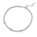 925 Sterling Silver & Pavé Setting CZ Bracelet with White Gold Plating for Women