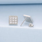 925 Sterling Silver 0.8cm Pavé Setting CZ White Gold Plated Earrings for Women