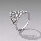 925 Sterling Silver White Gold Plated Ring with Pavé Setting CZ Size 6 for Women