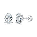 925 Sterling Silver White Gold Plated 1ct Moissanite 0.7x0.5cm Egg-Shaped Earrings for Women